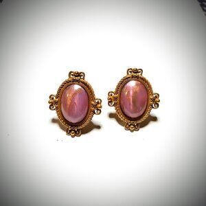 Lovely Iridescent Pink Cabochon Earrings